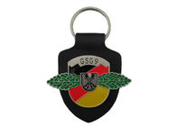 GSG9 personifiziertes ledernes Keychains, förderndes Keychains mit Logo mit weichem Email-Emblem