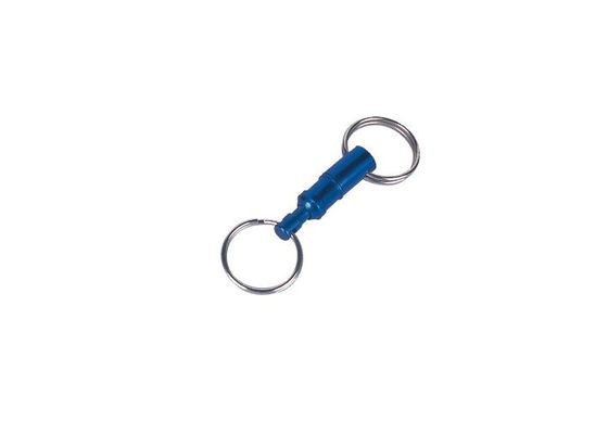 Blauer Aluminiumdes auseinanderziehung Doppelt-Schlüsselringhalter förderndes Keychains 30595