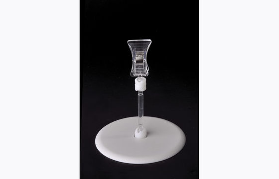 Transparentes PS-Plastik-Preis-Halter-Klipp, POP-Klipp mit Rundfuß 15*9cm