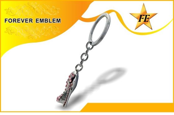 Stöckelschuh-Metallförderndes Keychains-Silber mit Bergkristall