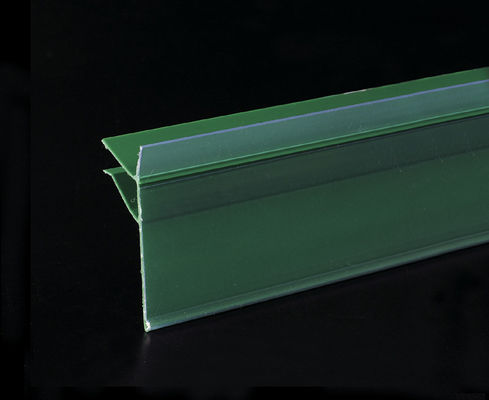 Grüner PVC-Daten-Streifen-Zeichen-Halter für Mall-Regale und Preis eingefügt
