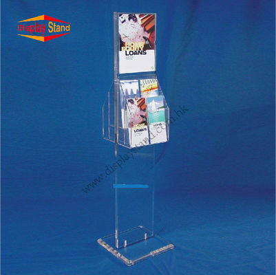 Klarer Acrylausstellungsstand mit Zeichen-Halter u. justierbarem Literatur-Halter