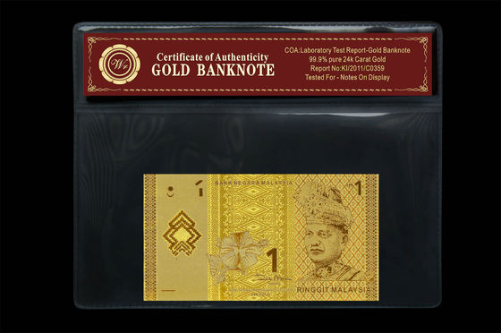 Herrliche Anmerkung Malaysia 1 Goldbanknote des Ringgit-24k mit Plastikhalter