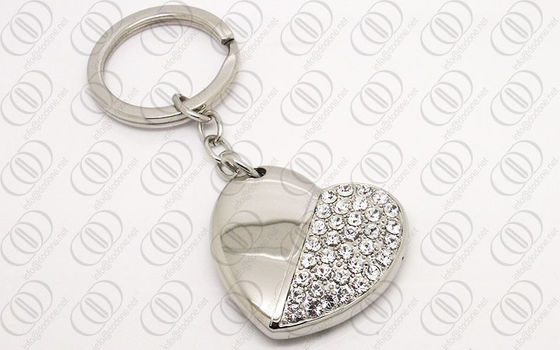 Schmuck-Edelstahl-Herz-Form Keychain mit klaren Swarovski-Kristallen