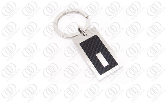 Schwarz-Kohlenstoff-Faser Keychain Engraeable des Edelstahl-316L Akzent