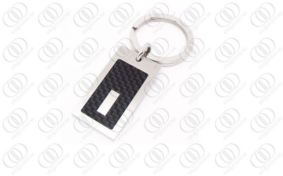Schwarz-Kohlenstoff-Faser Keychain Engraeable des Edelstahl-316L Akzent