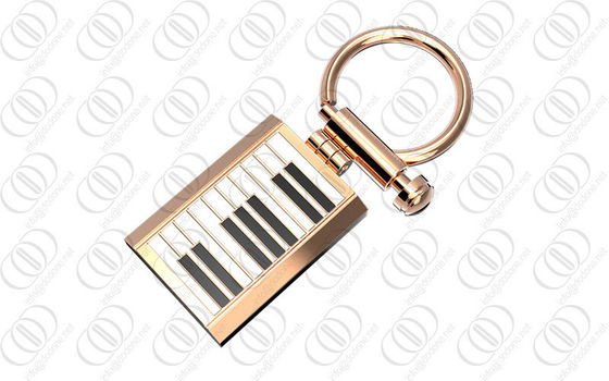 Rosen-Goldklavier Keychain-Halter-Schwarz-weißer Lack für Musiker