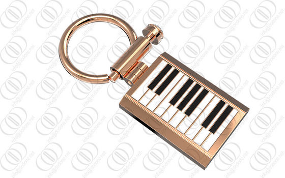 Rosen-Goldklavier Keychain-Halter-Schwarz-weißer Lack für Musiker