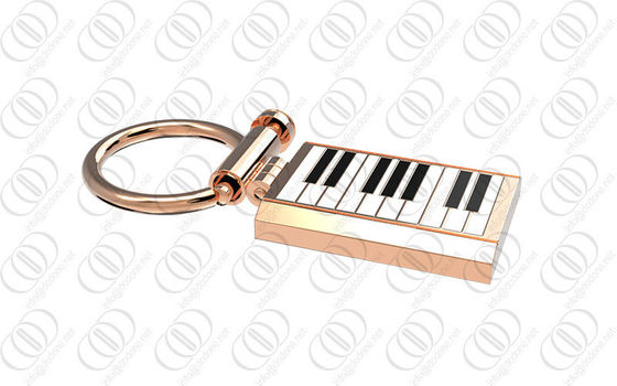 Rosen-Goldklavier Keychain-Halter-Schwarz-weißer Lack für Musiker