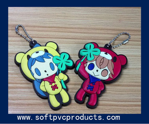 Nette Puppe personifizierte kundenspezifische Schlüsselanhänger/Plastik-Schlüsselring Keychains/des Silikons mit Logo