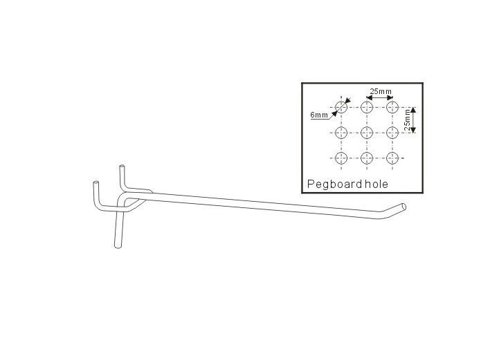 Chrom, Zink, Einzelhandels-Anzeige pegboard Stahldraht Bälle der Vernickelung 7 Metallhakt 31141,31142,31143,31144,31145