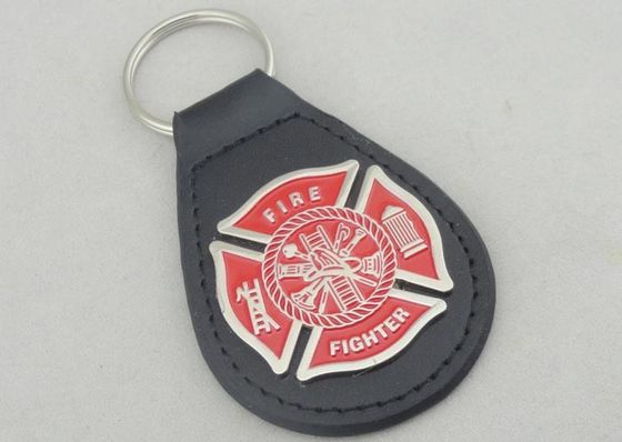 Verzinken Sie Legierung personifizierten ledernen ledernen Schlüsselanhänger Keychains/des Feuerwehrmanns